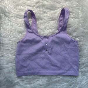 Bozzolo Cropped Henley Tank Top Size small lilac purple